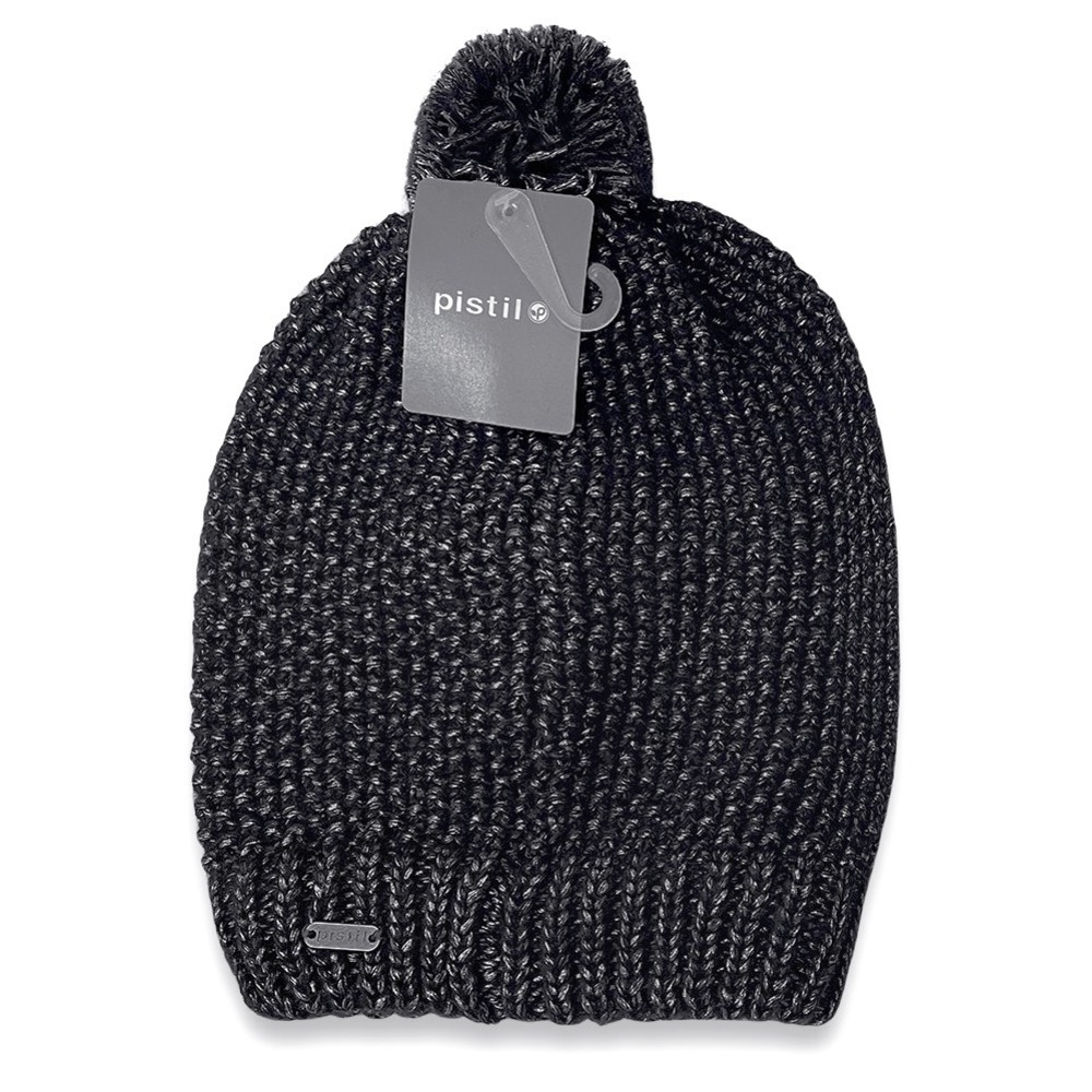 Pistil Ethos Pom Beanie - NWT Womens One Size Black / Silver - #45047-G10